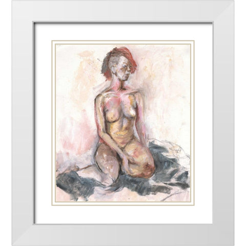 Nude I White Modern Wood Framed Art Print with Double Matting by Seay, Anne