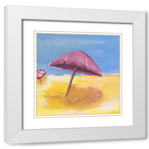 Umbrella White Modern Wood Framed Art Print with Double Matting by Seay, Anne