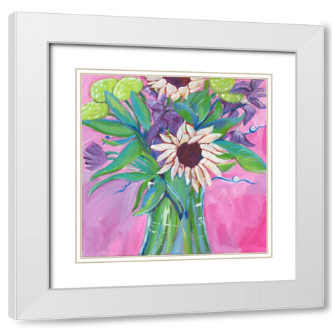 Flowers White Modern Wood Framed Art Print with Double Matting by Seay, Anne