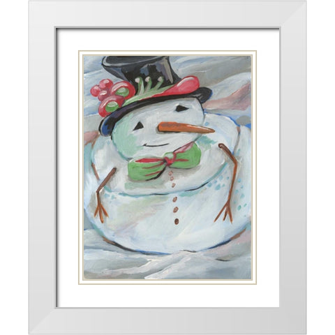 Snowman White Modern Wood Framed Art Print with Double Matting by Seay, Anne