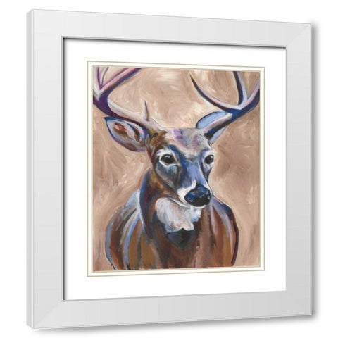 Deer White Modern Wood Framed Art Print with Double Matting by Seay, Anne