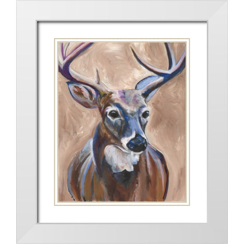 Deer White Modern Wood Framed Art Print with Double Matting by Seay, Anne