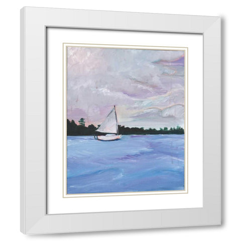 Sailboat White Modern Wood Framed Art Print with Double Matting by Seay, Anne