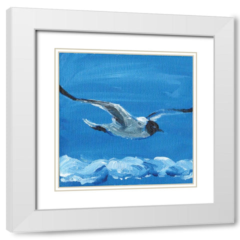 Bird White Modern Wood Framed Art Print with Double Matting by Seay, Anne