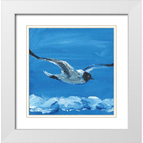 Bird White Modern Wood Framed Art Print with Double Matting by Seay, Anne