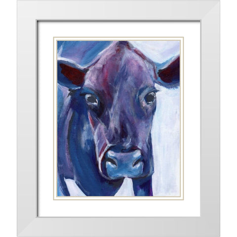 Purple Cow White Modern Wood Framed Art Print with Double Matting by Seay, Anne