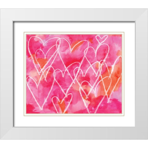 Hearts White Modern Wood Framed Art Print with Double Matting by Seay, Anne