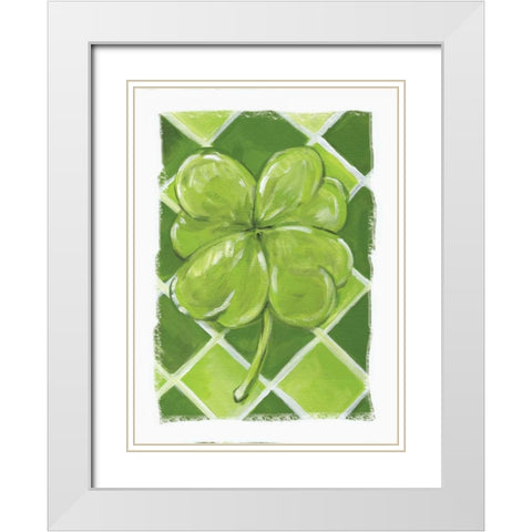 Lucky Clover White Modern Wood Framed Art Print with Double Matting by Seay, Anne
