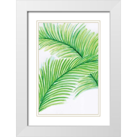 Palm Leaves White Modern Wood Framed Art Print with Double Matting by Seay, Anne