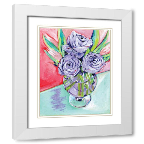 Purple Rose White Modern Wood Framed Art Print with Double Matting by Seay, Anne