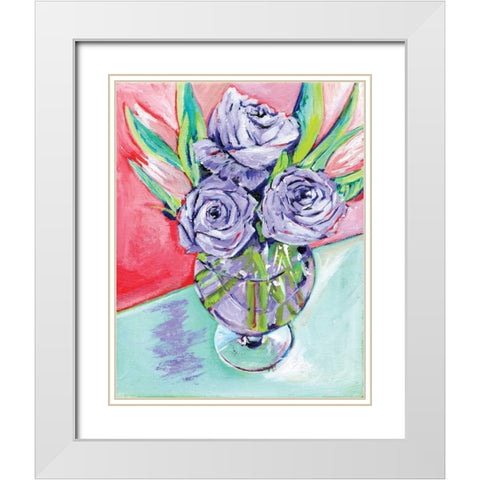 Purple Rose White Modern Wood Framed Art Print with Double Matting by Seay, Anne