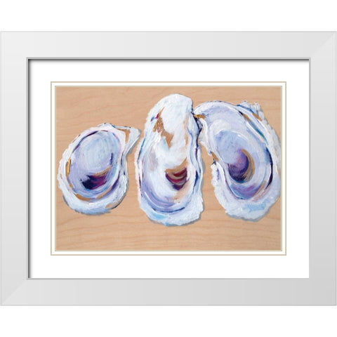 Three Oysters White Modern Wood Framed Art Print with Double Matting by Seay, Anne