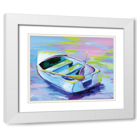 Sunset Boat II White Modern Wood Framed Art Print with Double Matting by Seay, Anne