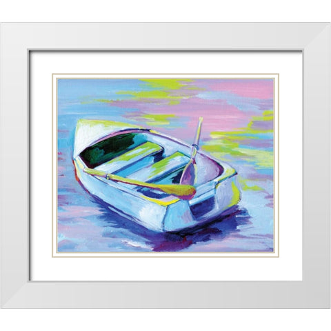 Sunset Boat II White Modern Wood Framed Art Print with Double Matting by Seay, Anne