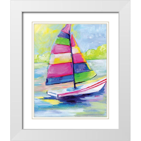 Sunset Boat III White Modern Wood Framed Art Print with Double Matting by Seay, Anne