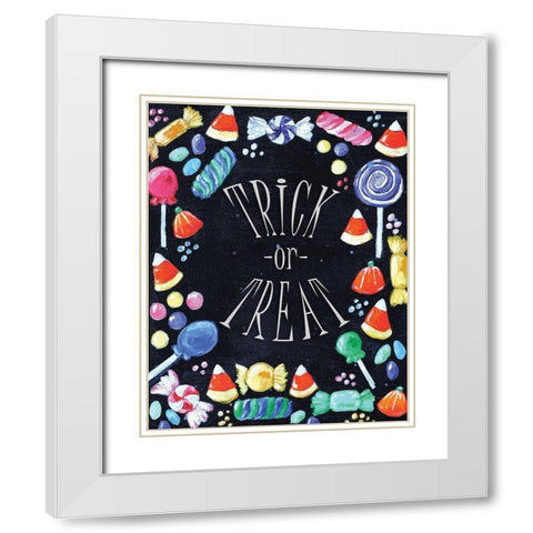 Trick or Treat White Modern Wood Framed Art Print with Double Matting by Seay, Anne