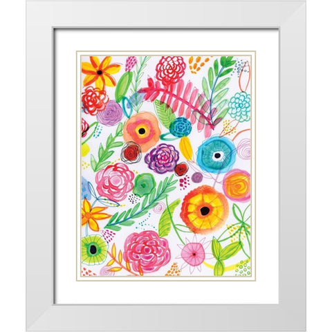 Floral Fun II White Modern Wood Framed Art Print with Double Matting by Seay, Anne