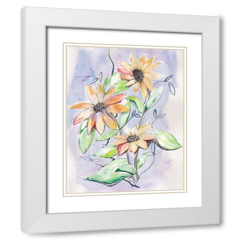 Sunflower White Modern Wood Framed Art Print with Double Matting by Seay, Anne
