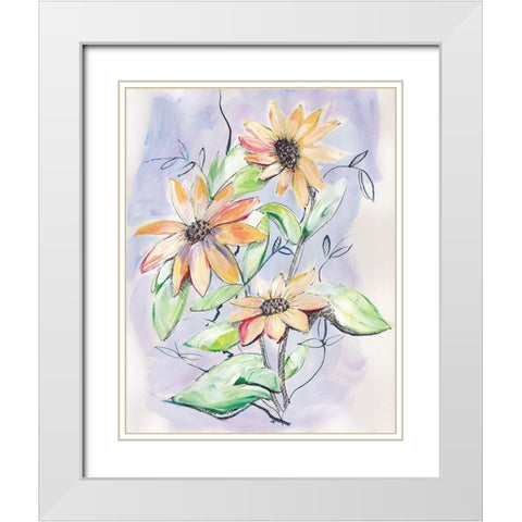 Sunflower White Modern Wood Framed Art Print with Double Matting by Seay, Anne