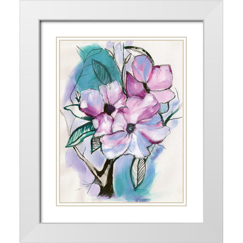 Inked Flowers White Modern Wood Framed Art Print with Double Matting by Seay, Anne