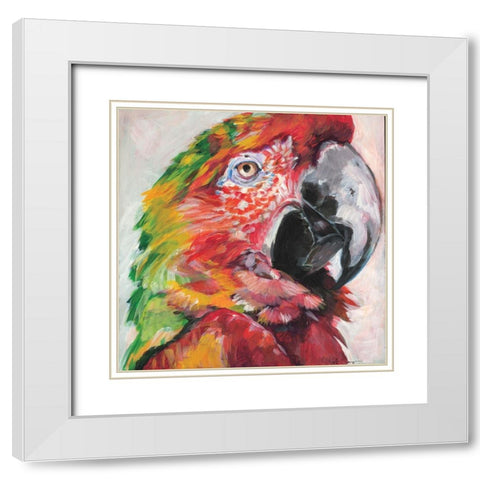 Parrot I White Modern Wood Framed Art Print with Double Matting by Seay, Anne