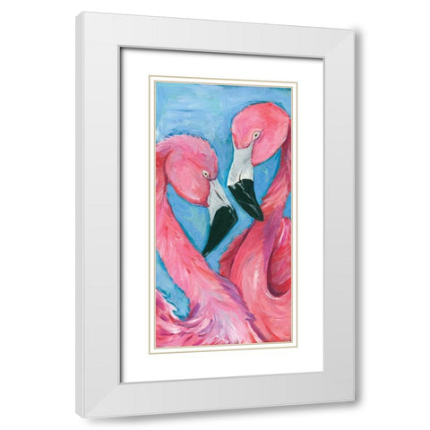 Pink Flaming III White Modern Wood Framed Art Print with Double Matting by Seay, Anne