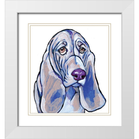 Hound White Modern Wood Framed Art Print with Double Matting by Seay, Anne