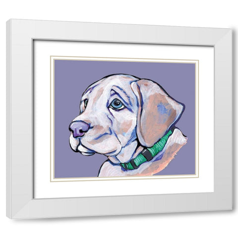 Puppy II White Modern Wood Framed Art Print with Double Matting by Seay, Anne