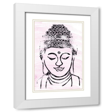 Buddha II White Modern Wood Framed Art Print with Double Matting by Seay, Anne