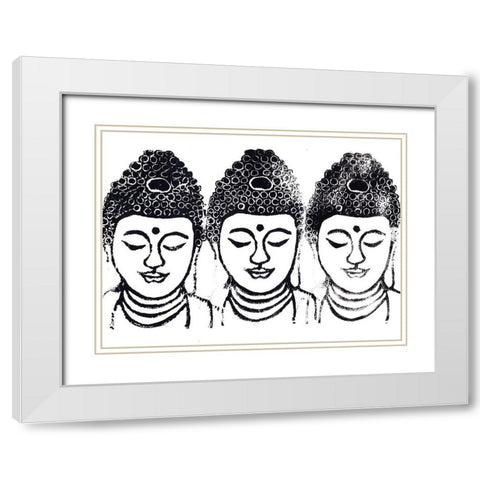 Buddha III White Modern Wood Framed Art Print with Double Matting by Seay, Anne