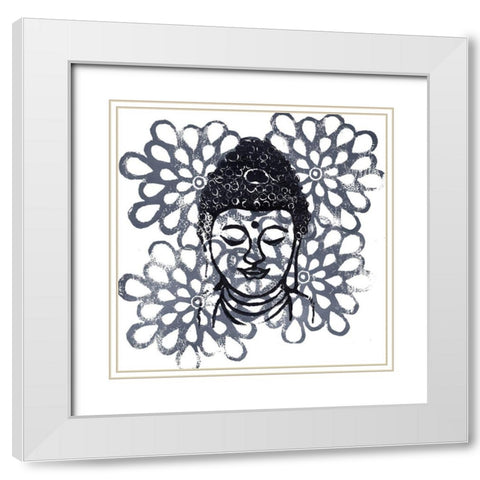 Buddha IV White Modern Wood Framed Art Print with Double Matting by Seay, Anne