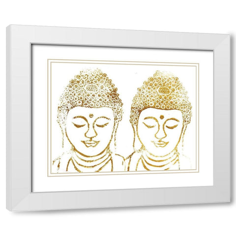 Buddha V White Modern Wood Framed Art Print with Double Matting by Seay, Anne