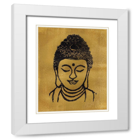 Buddha White Modern Wood Framed Art Print with Double Matting by Seay, Anne