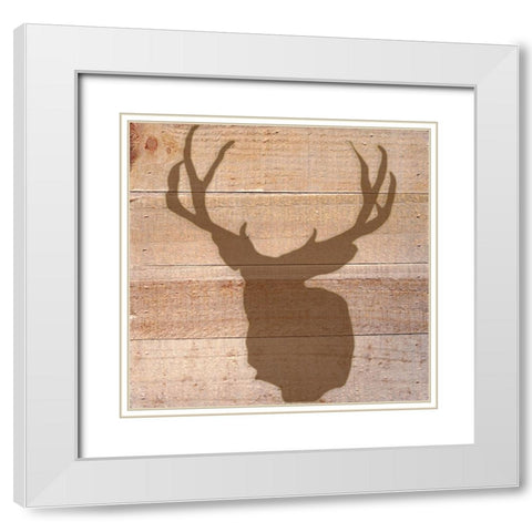 Deer I White Modern Wood Framed Art Print with Double Matting by Seay, Anne