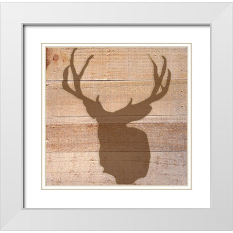 Deer I White Modern Wood Framed Art Print with Double Matting by Seay, Anne