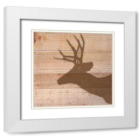 Deer White Modern Wood Framed Art Print with Double Matting by Seay, Anne