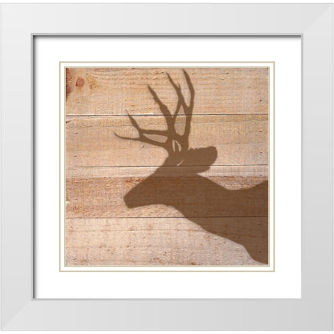 Deer White Modern Wood Framed Art Print with Double Matting by Seay, Anne