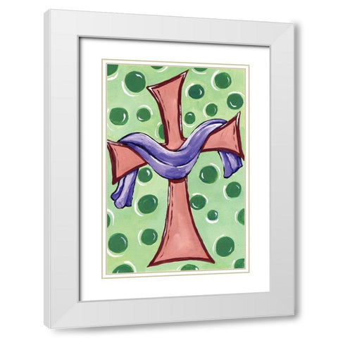 Easter Cross White Modern Wood Framed Art Print with Double Matting by Seay, Anne