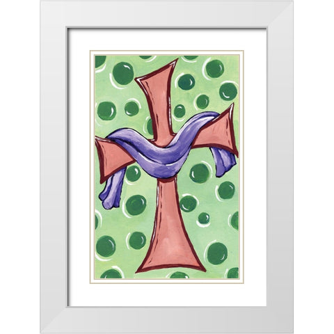Easter Cross White Modern Wood Framed Art Print with Double Matting by Seay, Anne