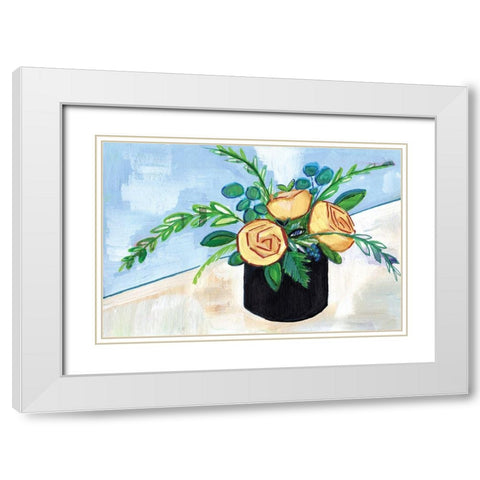 Yellow Centerpiece White Modern Wood Framed Art Print with Double Matting by Seay, Anne