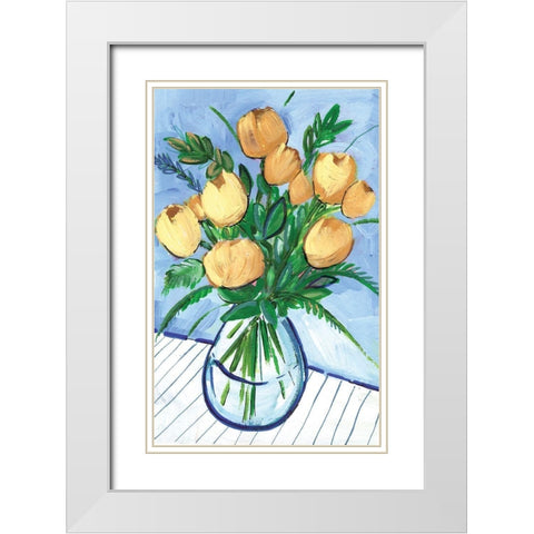 Yellow Centerpiece II White Modern Wood Framed Art Print with Double Matting by Seay, Anne