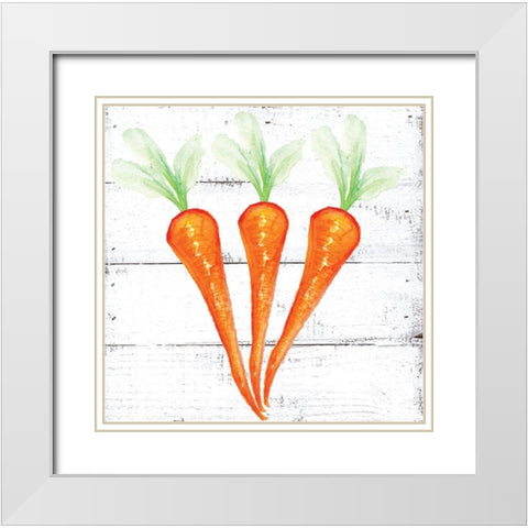 Farm Fresh Carrots White Modern Wood Framed Art Print with Double Matting by Seay, Anne