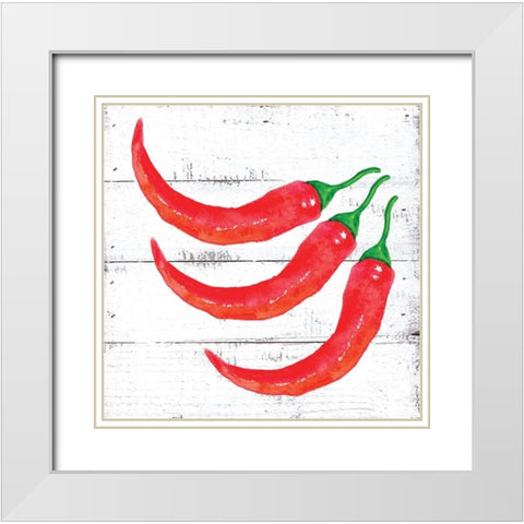 Farm Fresh Peppers White Modern Wood Framed Art Print with Double Matting by Seay, Anne