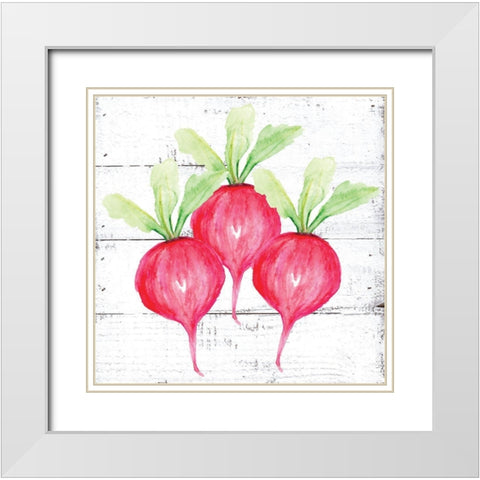 Farm Fresh Radishes White Modern Wood Framed Art Print with Double Matting by Seay, Anne