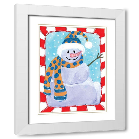 Happy Snowman I White Modern Wood Framed Art Print with Double Matting by Seay, Anne