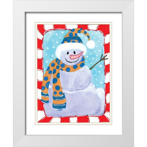 Happy Snowman I White Modern Wood Framed Art Print with Double Matting by Seay, Anne