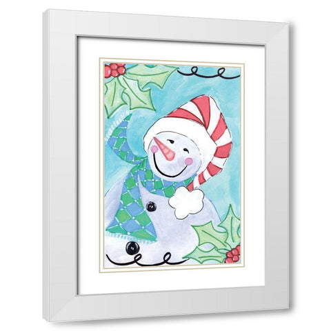 Happy Snowman II White Modern Wood Framed Art Print with Double Matting by Seay, Anne