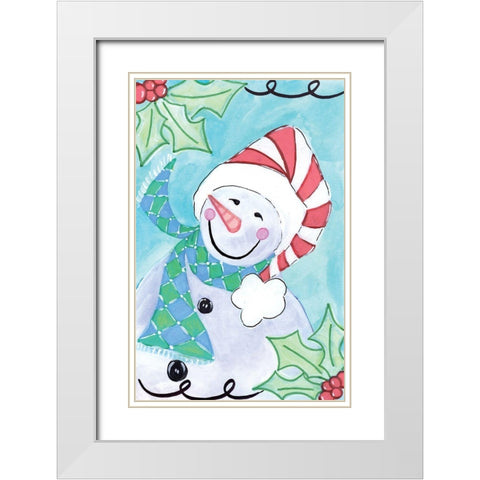 Happy Snowman II White Modern Wood Framed Art Print with Double Matting by Seay, Anne