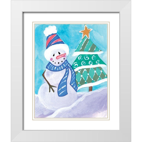 Happy Snowman III White Modern Wood Framed Art Print with Double Matting by Seay, Anne