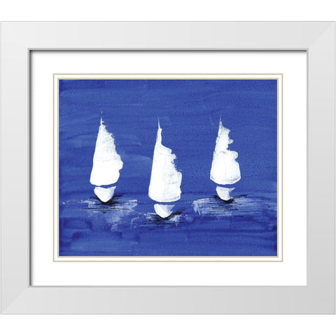 Sailboats at Night White Modern Wood Framed Art Print with Double Matting by Seay, Anne